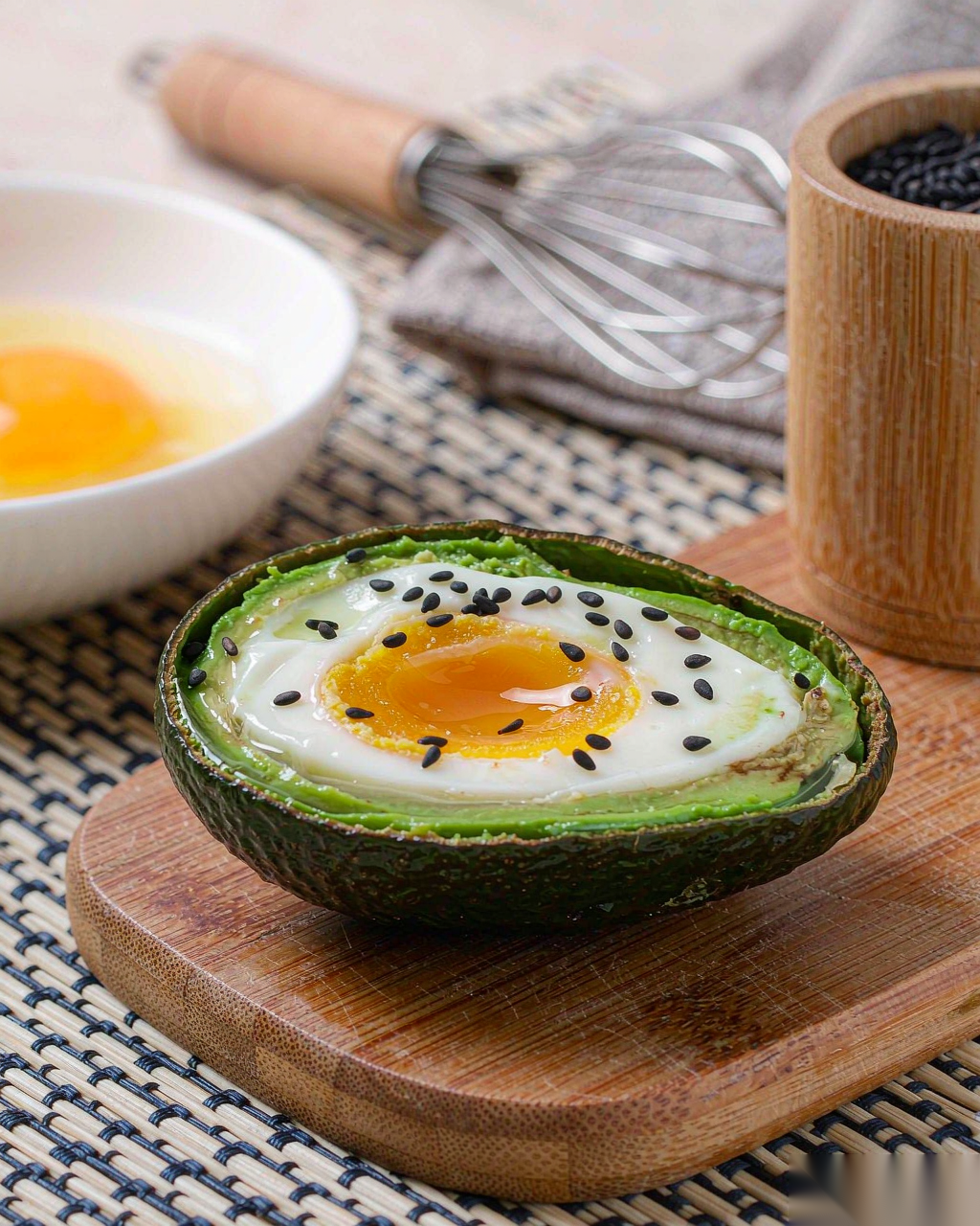 Avocado Soft-Boiled Egg Roll — cross-section showing golden runny yolk