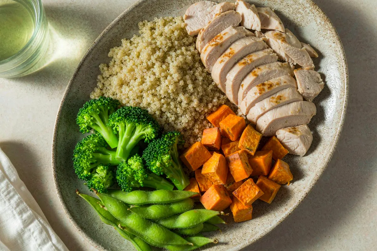 Post-workout recovery bowls and wraps — grilled chicken, salmon quinoa and shrimp avocado builds