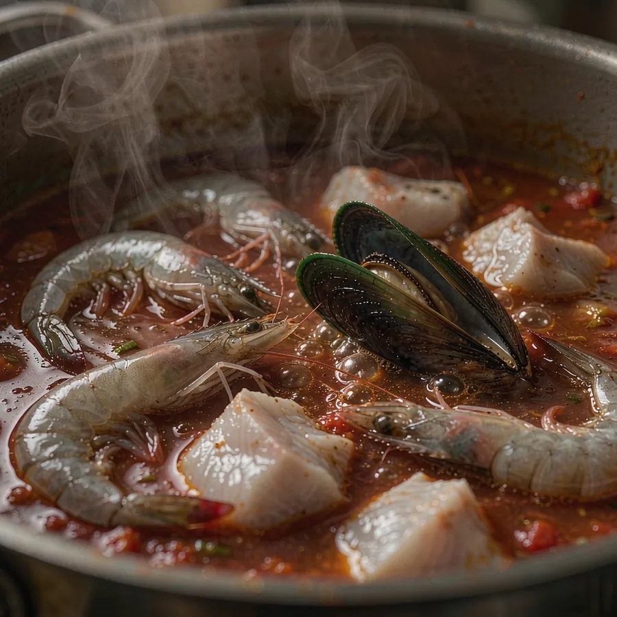 The Recipe - Add seafood in stages