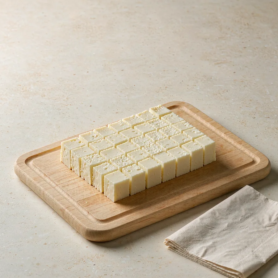 The Recipe - Cube and pat dry the halloumi
