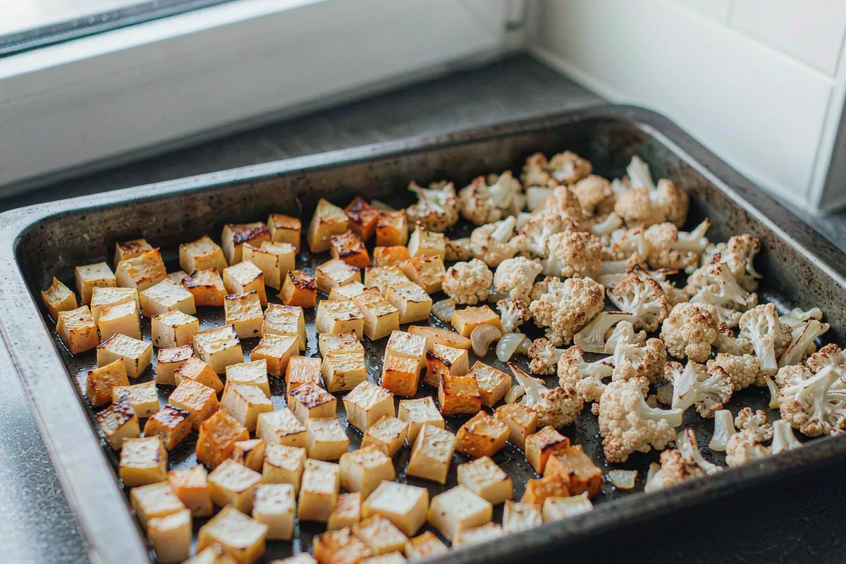 A Healthy Holiday Pasta Bake - Roast the squash and cauliflower