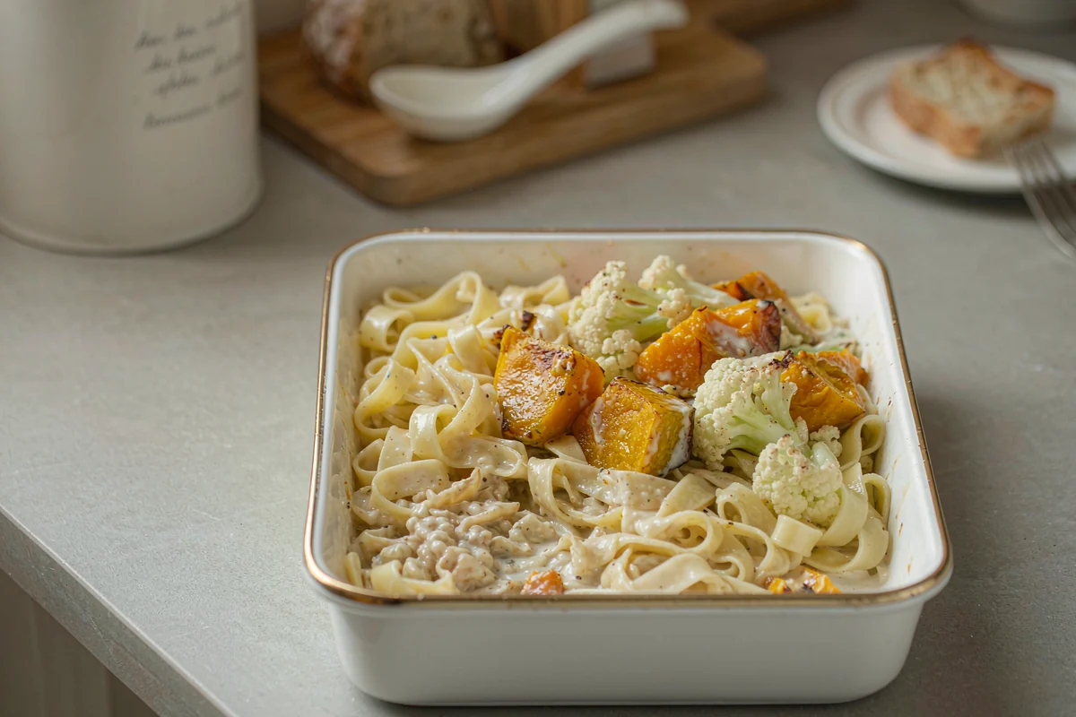 A Healthy Holiday Pasta Bake - Cook pasta and fold