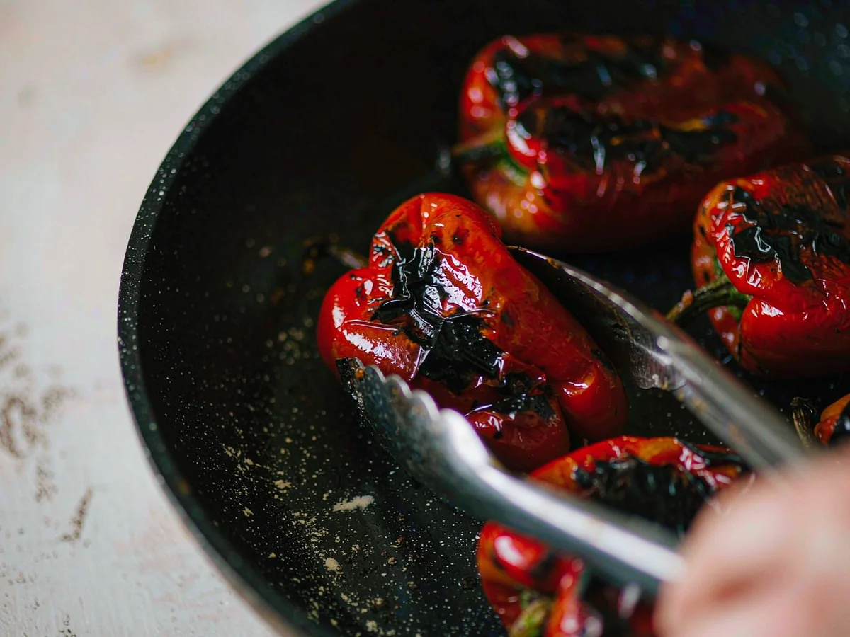 A No-Cook Miso Muhammara - Roast and cool the peppers