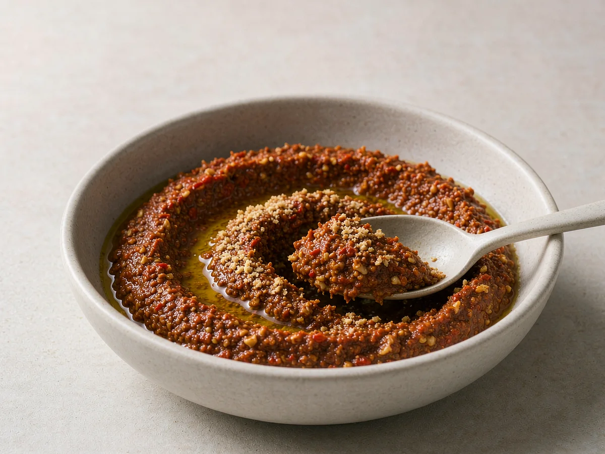 A No-Cook Miso Muhammara - Season and loosen