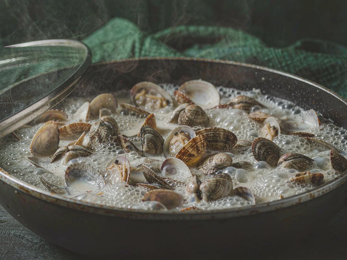 A Light Feast of the Seven Fishes Pasta - Steam the clams open