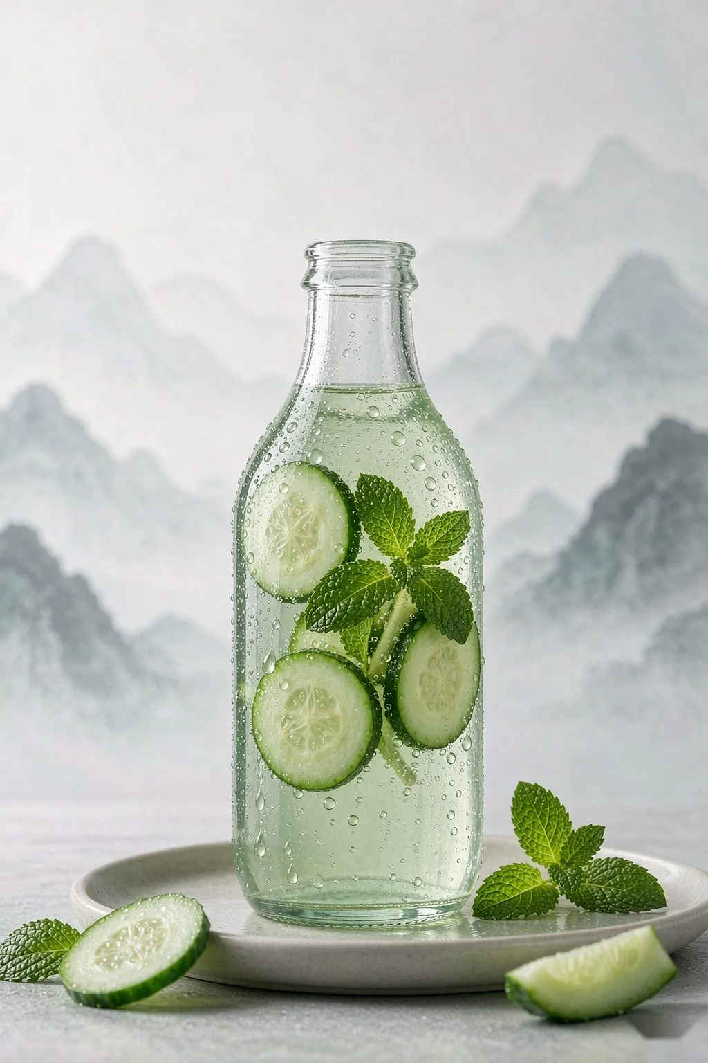 Kung Fu Cucumber Mint Sparkling Water — Zero Calorie Flavored Sparkling Water Hydrating Light Meal Drink Sugar-Free Fitness Refreshment Healthy Soda Alternative