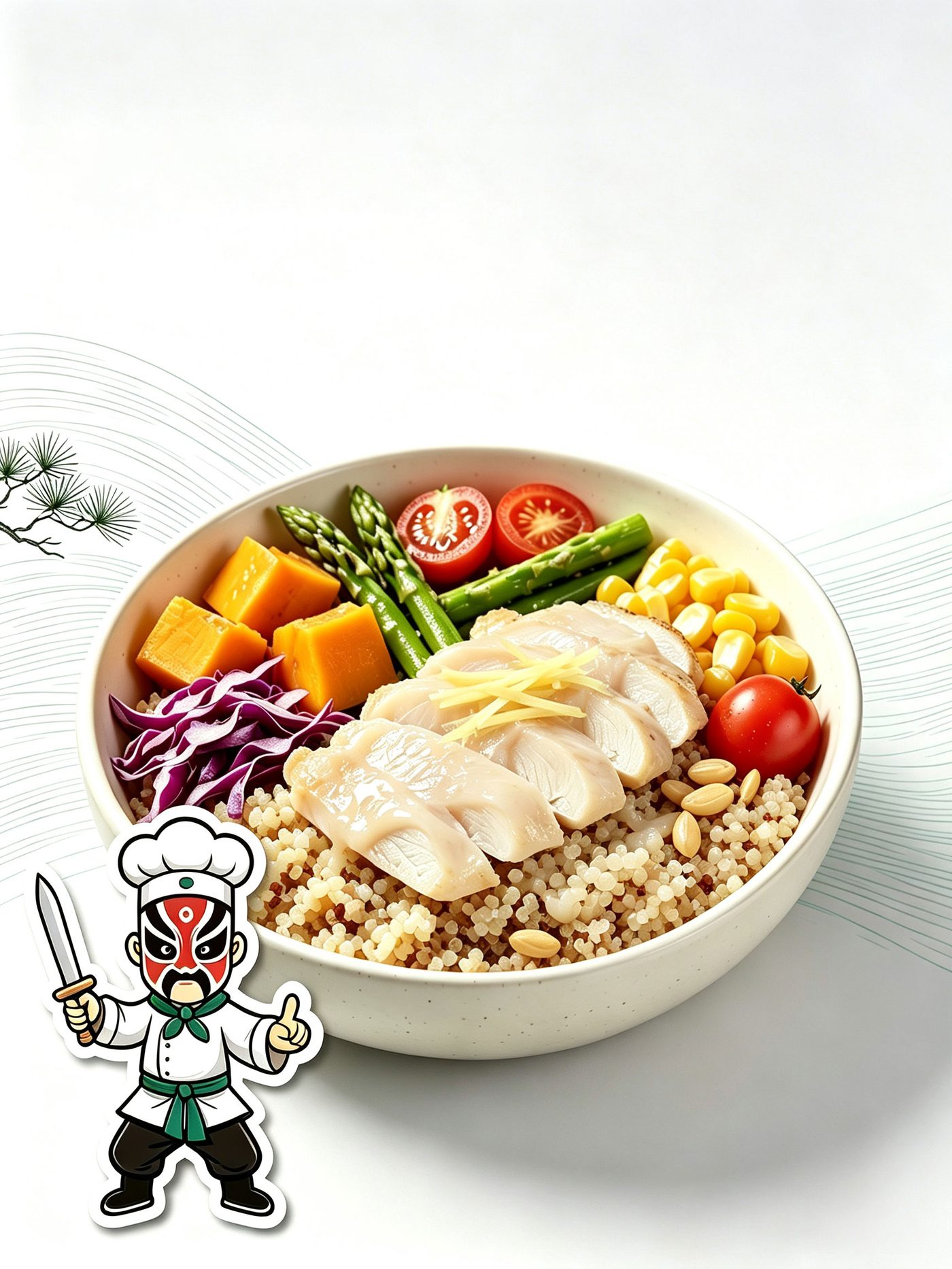 Kung Fu Hengshan Ginger Steamed Cod Job's Tears Bowl — clean omega-3 protein light meal with steamed fish and grain base
