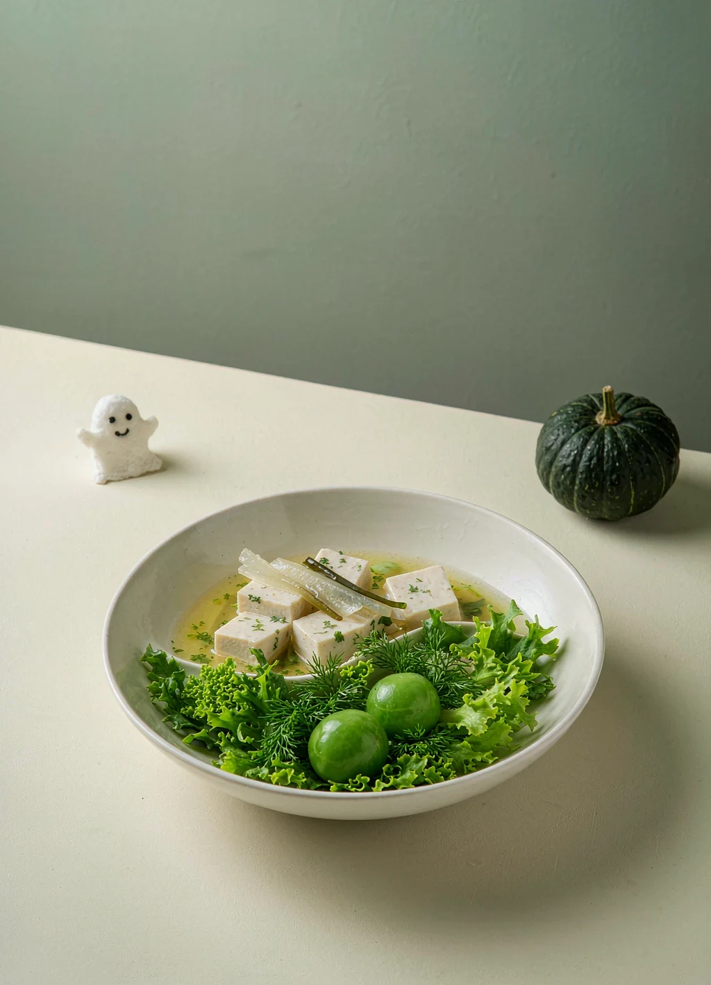 Taiji Herbal Tofu Bowl — silky tofu with fresh greens
