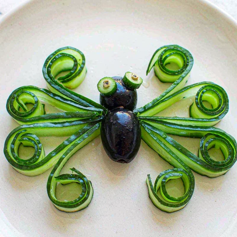 Healthy Halloween Appetizer - Build the spiders