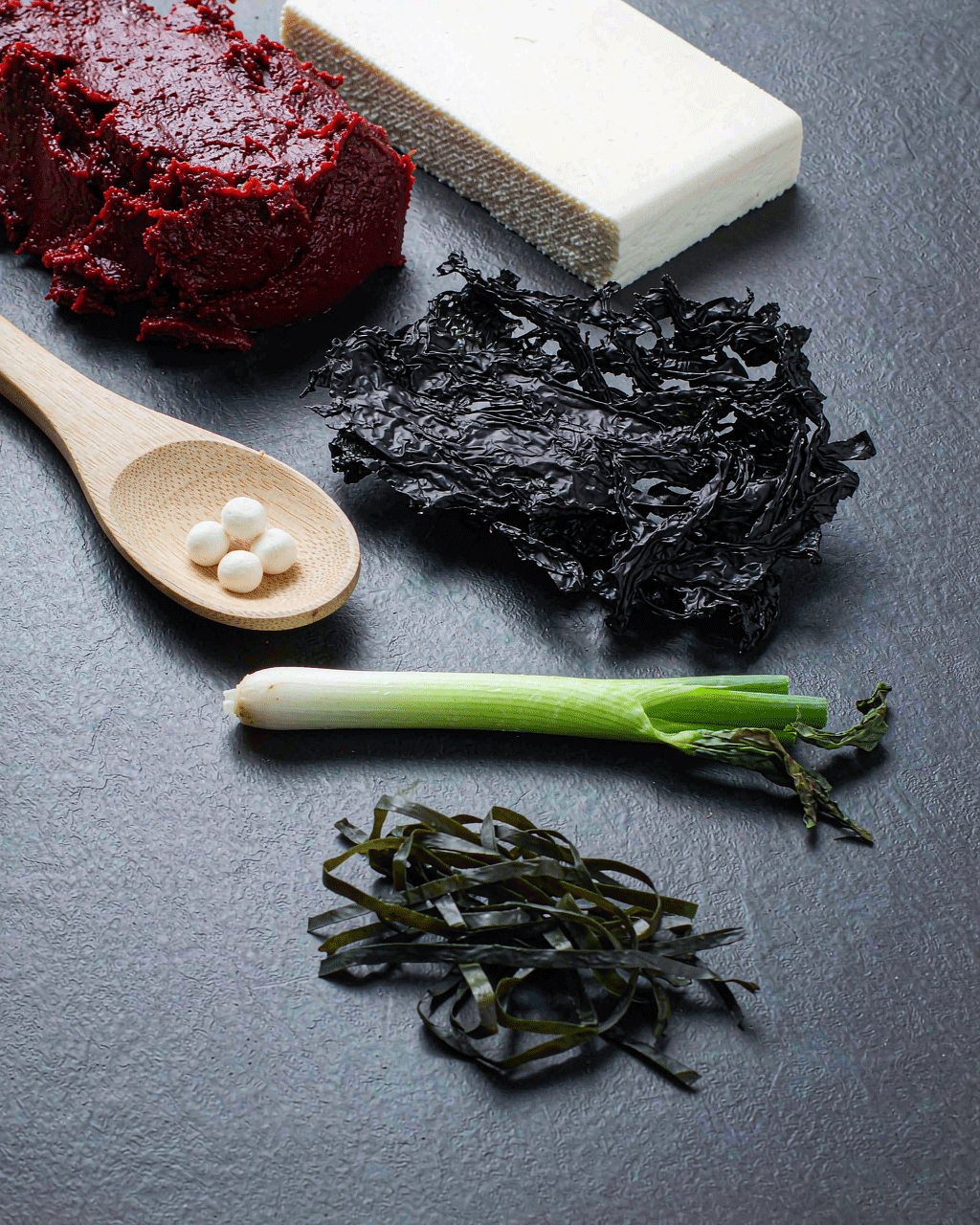 Clean-label ingredients — red miso, silken tofu, nori, wakame, scallion