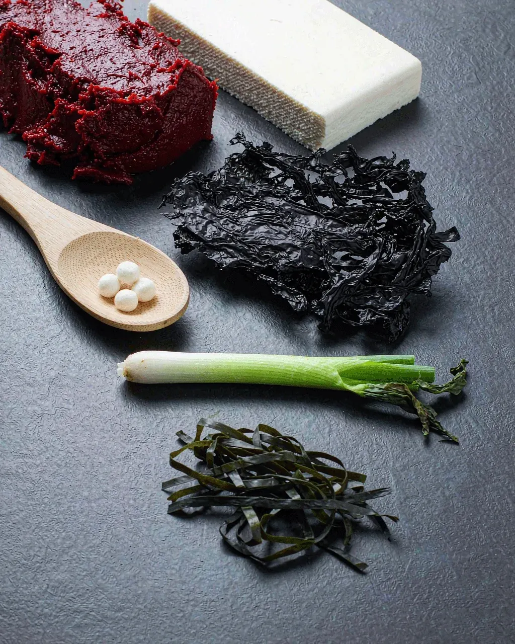 Clean-label ingredients — red miso, silken tofu, nori, wakame, scallion