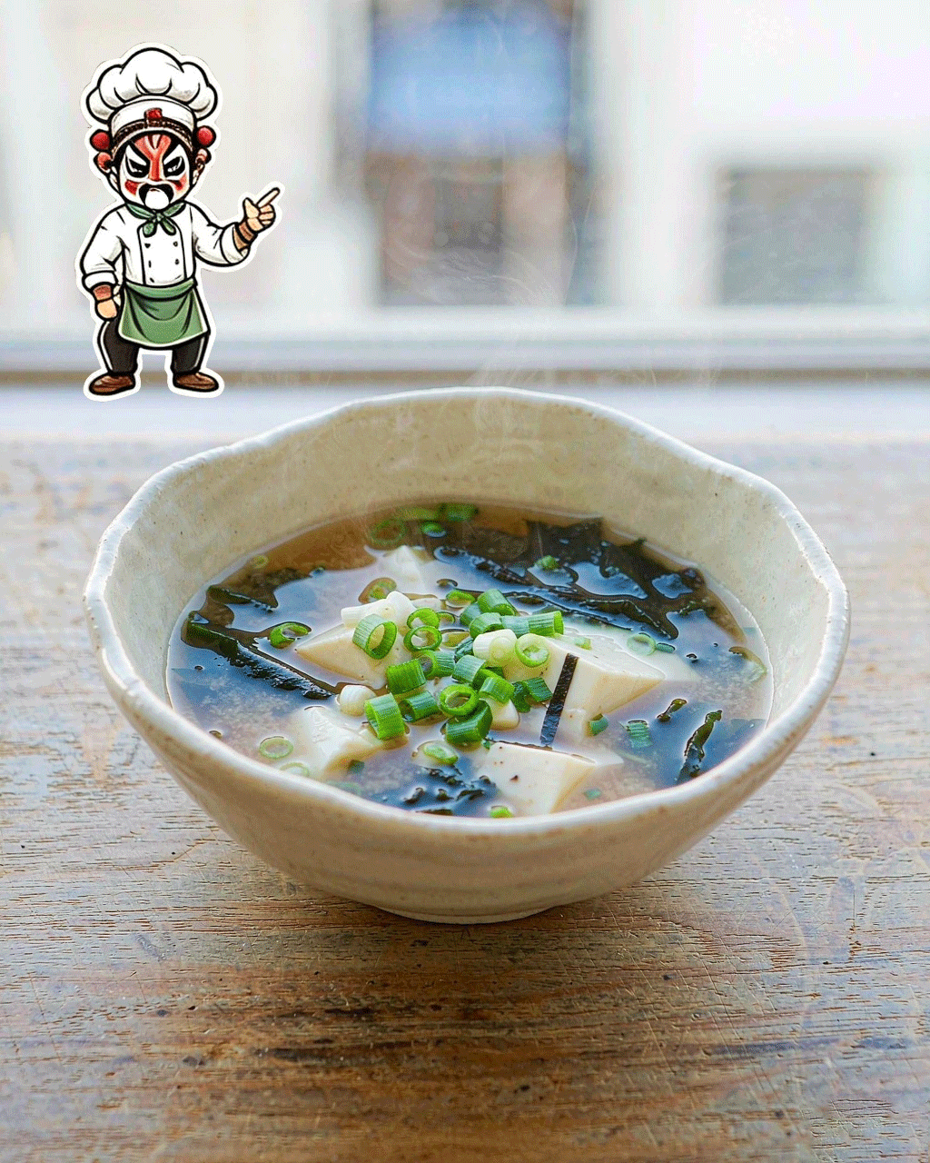 Japanese Miso Light Soup — Silken Tofu, Nori & Wakame in Red-Miso Broth