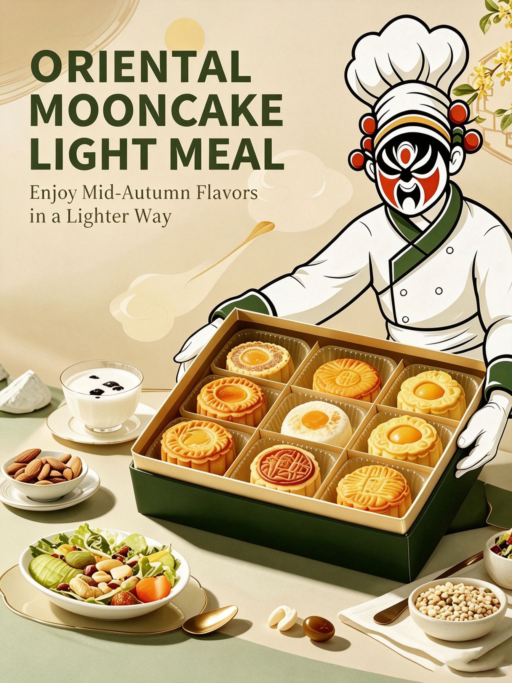 Oriental Mooncake Light Meal — Traditional Low-Calorie Mooncakes