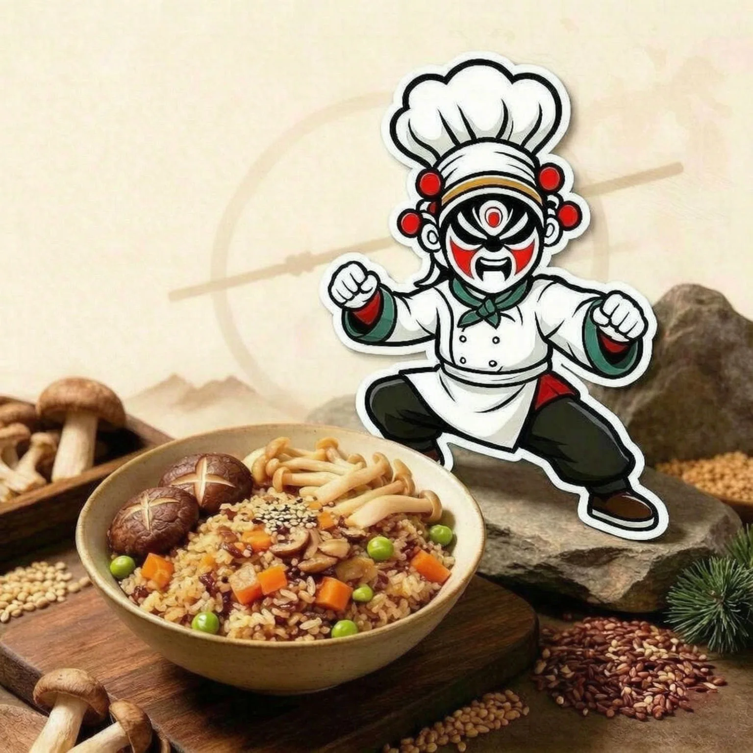 Mushroom grain bowl — plant-based guochao light meal