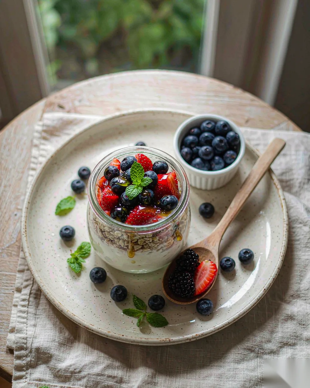 Greek Yogurt Overnight Oats Cup — High-Protein Probiotic Gut-Friendly Healthy Breakfast