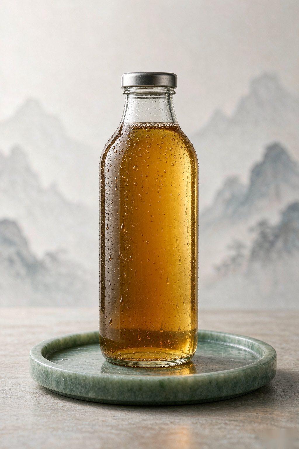 Kung Fu Oolong Kombucha — probiotic sparkling fermented oolong tea, golden fizzy healthy light meal beverage