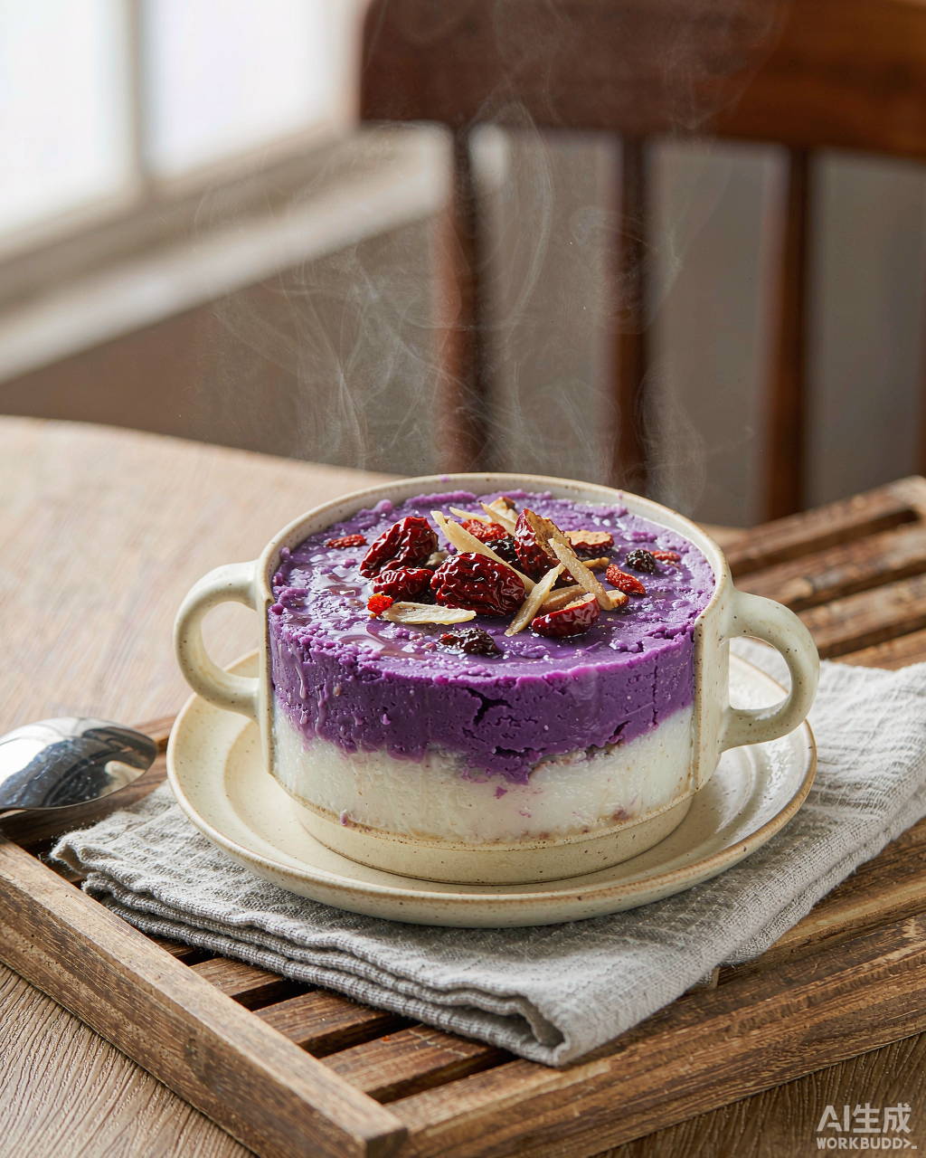 Purple Sweet Potato & Yam Wellness Cup — Layered Mashed Yam, Goji & Red Date
