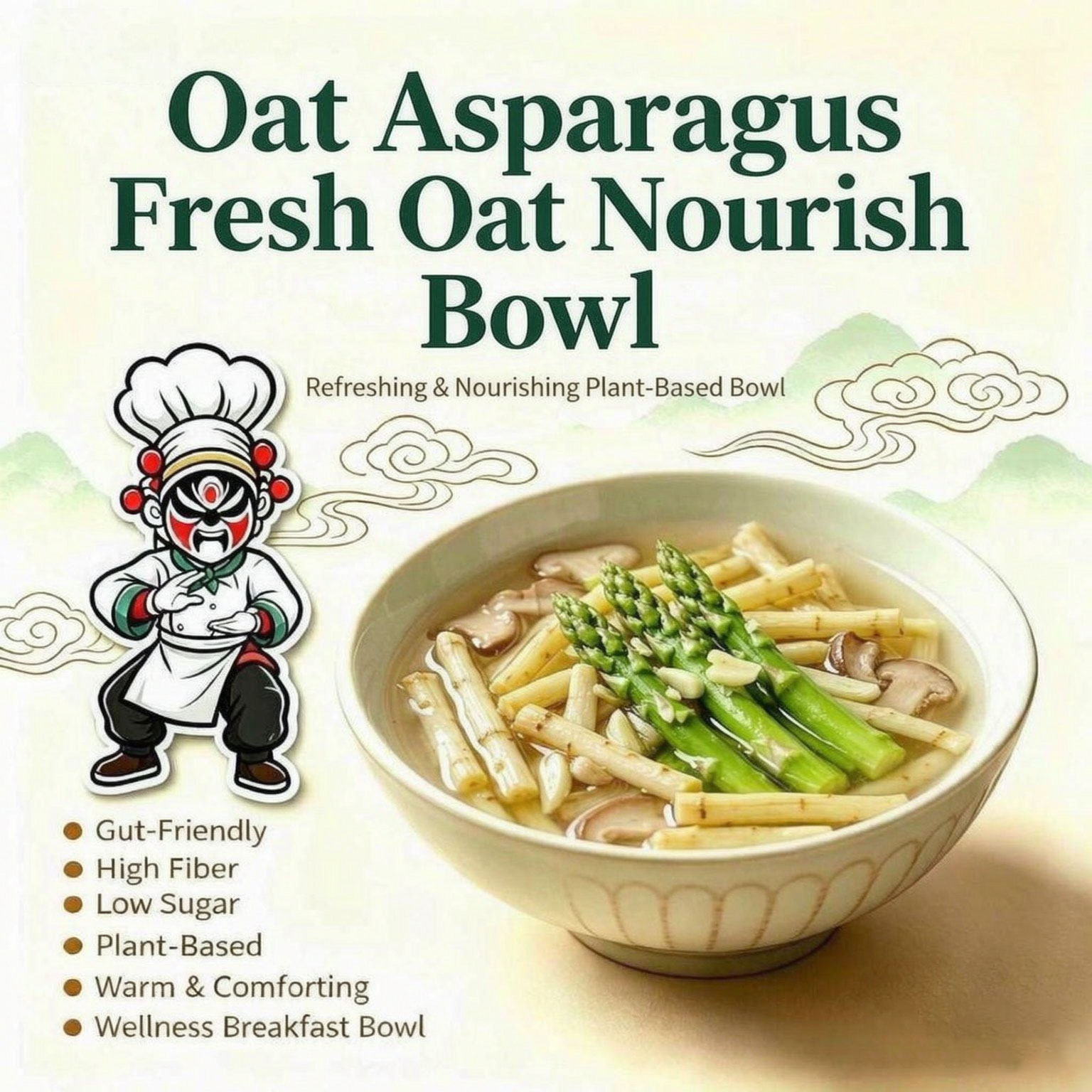 Yuzhu Asparagus Fresh Wellness Bowl — Refreshing & Nourishing Plant-Based Asian Bowl, Gut-Friendly High-Fiber Low-Sugar Vegan-Friendly