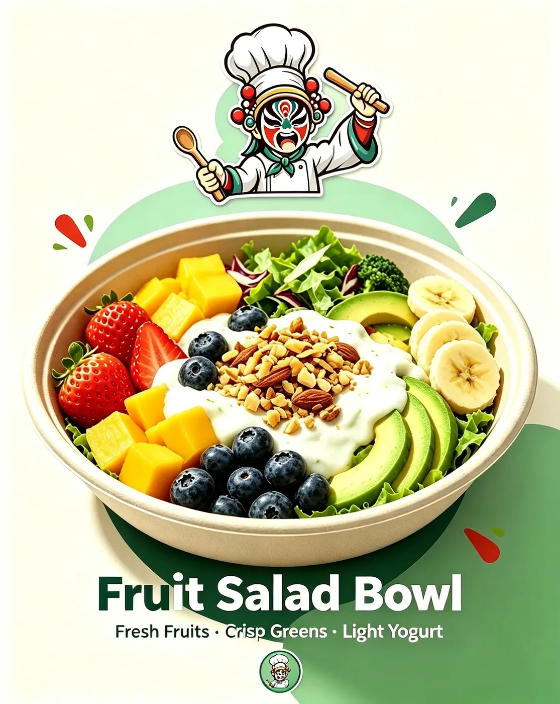Fruit salad bowl — a low-calorie fresh fruit and vegetable light meal